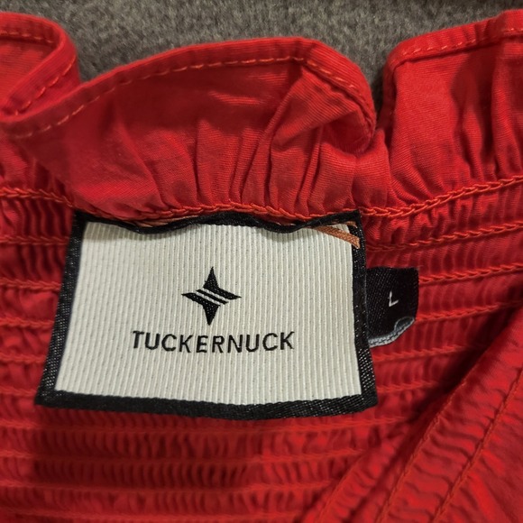 Tuckernuck Bow Tie Strap Midi Dress Womens Size Large Smocked Tiered Preppy Boho - Picture 3 of 7